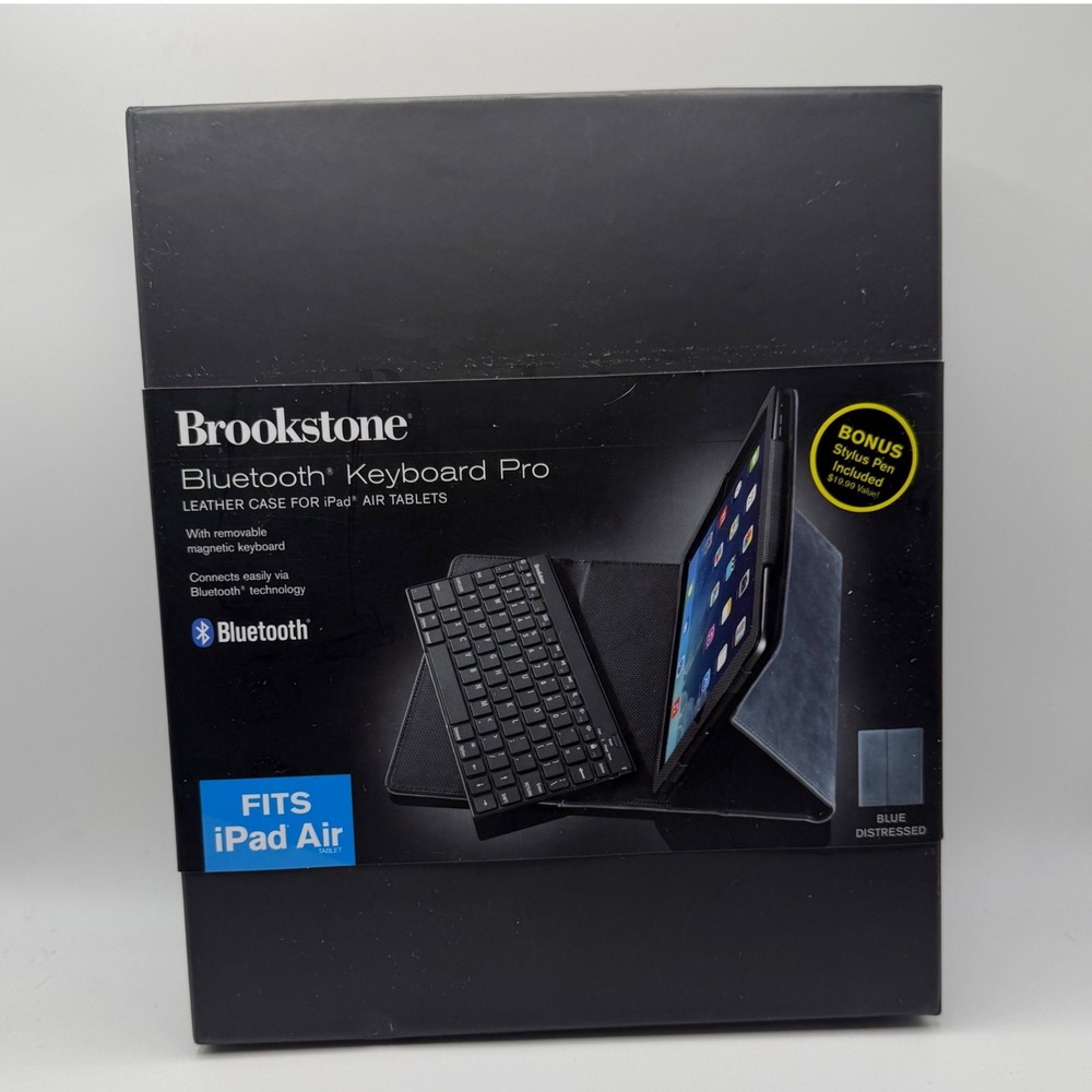 Brookstone Bluetooth Keyboard Pro Leather Case For IPad Air Tablet Brand New